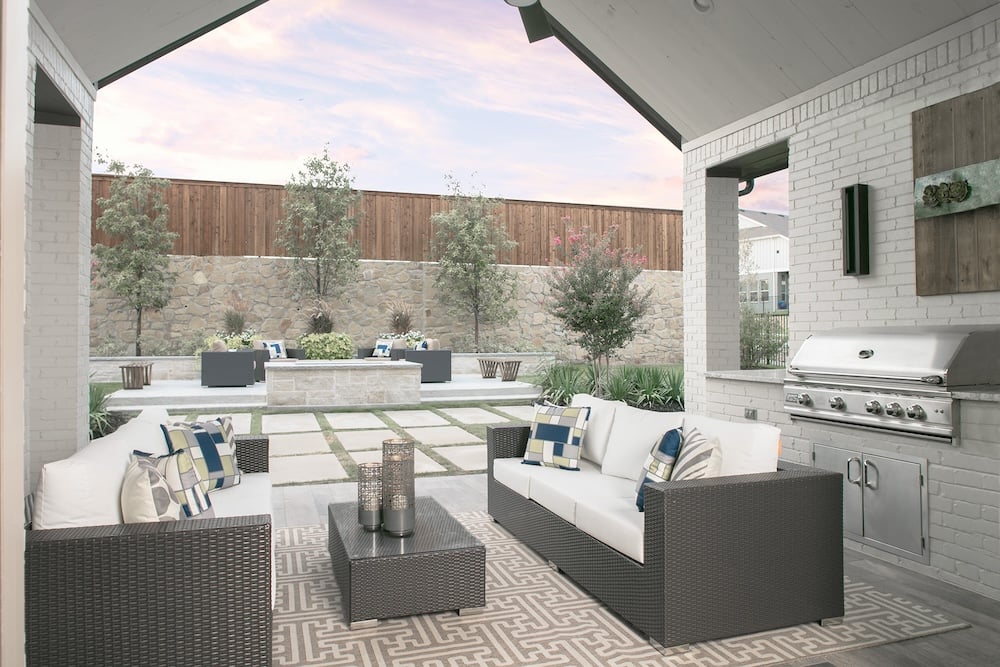 back patio with outdoor furniture and grill