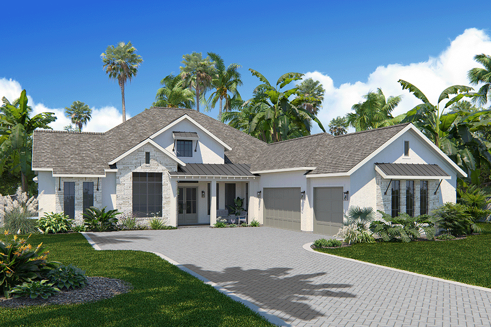 Southern Hills Model Home with palm trees