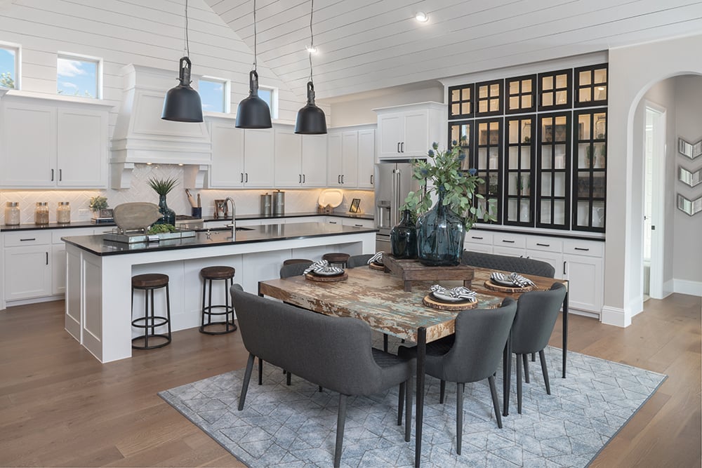 white open concept kitchen and breakfast table